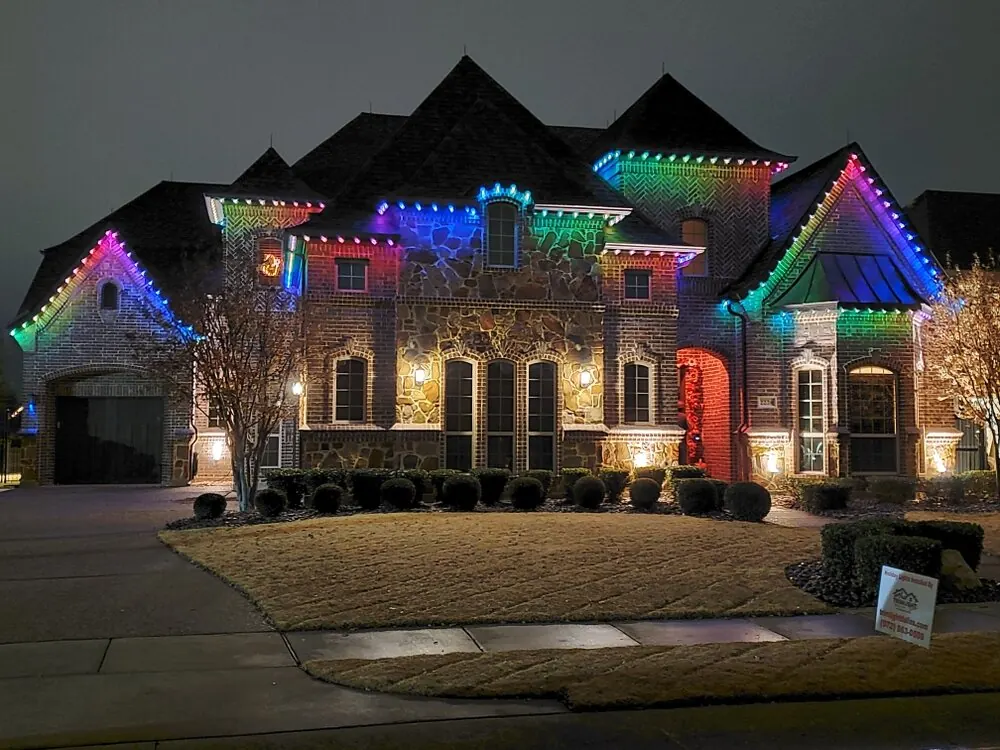 House with permanent lights: Holiday mix